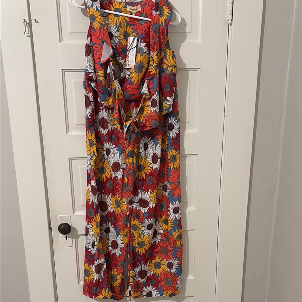 Sleeveless Floral Wide-Leg 2 piece set in Red & Yellow